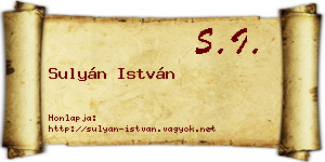 Sulyán István névjegykártya